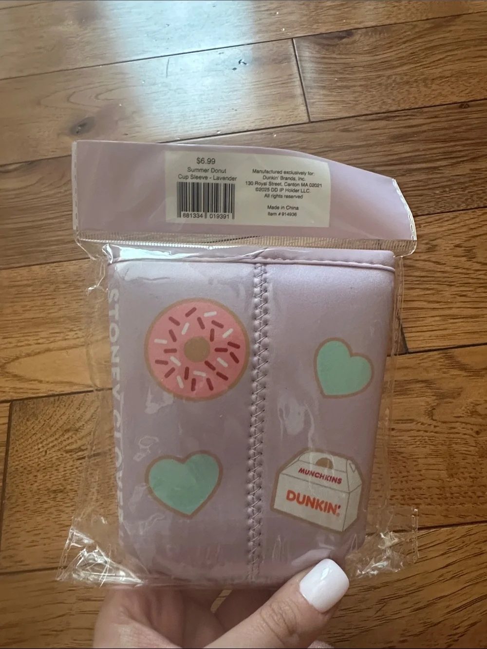Stoney Clover Lane Lavender Dunkin' Munchkins Cup Sleeve with Pink Donut Accents